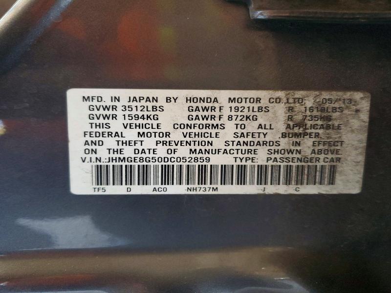Auction sale of the 2013 Honda Fit, vin: JHMGE8G50DC052859, lot number: 56581416