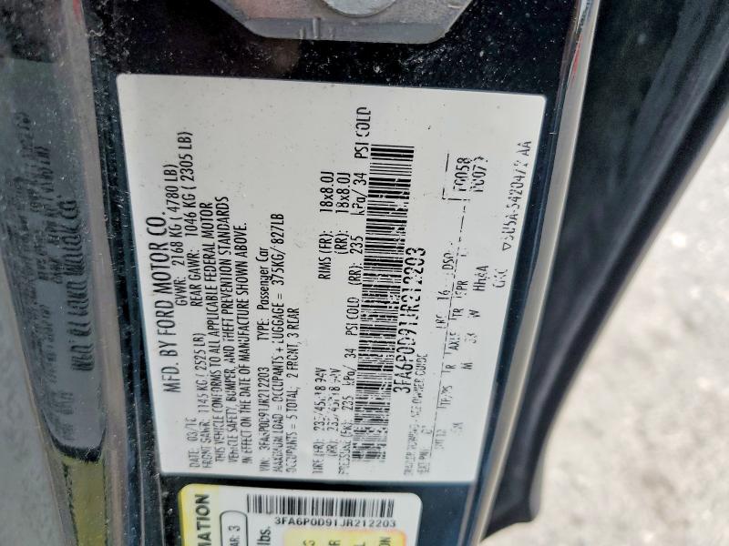 58022226 :رقم المزاد ، 3FA6P0D91JR212203 vin ، 2018 Ford Fusion مزاد بيع