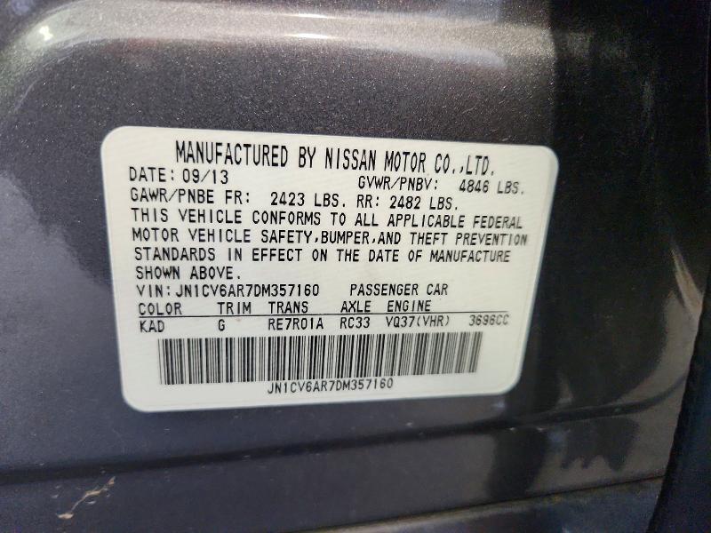 Продажа на аукционе авто 2013 Infiniti G37 Sedan, vin: JN1CV6AR7DM357160, номер лота: 56598366