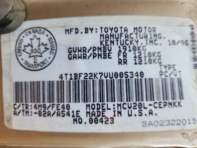 Продажа на аукционе авто 1997 Toyota Camry, vin: 4T1BF22K7VU005340, номер лота: 58013526