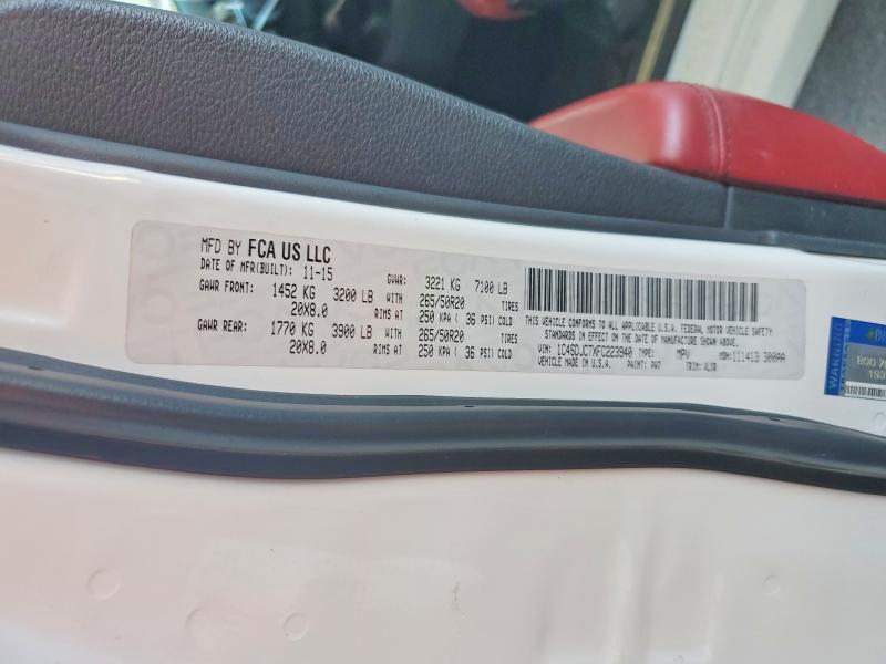 Продаж на аукціоні авто 2015 Dodge Durango, vin: 1C4SDJCTXFC223940, номер лоту: 57886426
