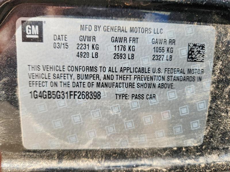 2015 Buick Lacrosse მანქანა იყიდება აუქციონზე, vin: 1G4GB5G31FF268398, აუქციონის ნომერი: 58774636
