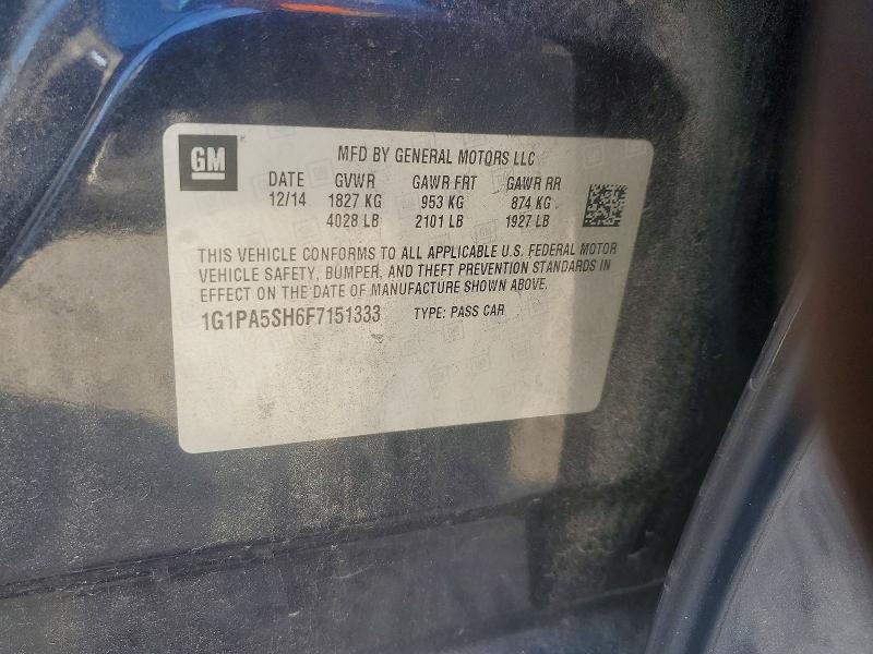 56135806 :رقم المزاد ، 1G1PA5SH6F7151333 vin ، 2015 Chevrolet Cruze مزاد بيع