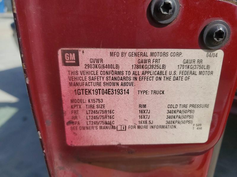 2004 Gmc New Sierra მანქანა იყიდება აუქციონზე, vin: 1GTEK19T04E319314, აუქციონის ნომერი: 55476926