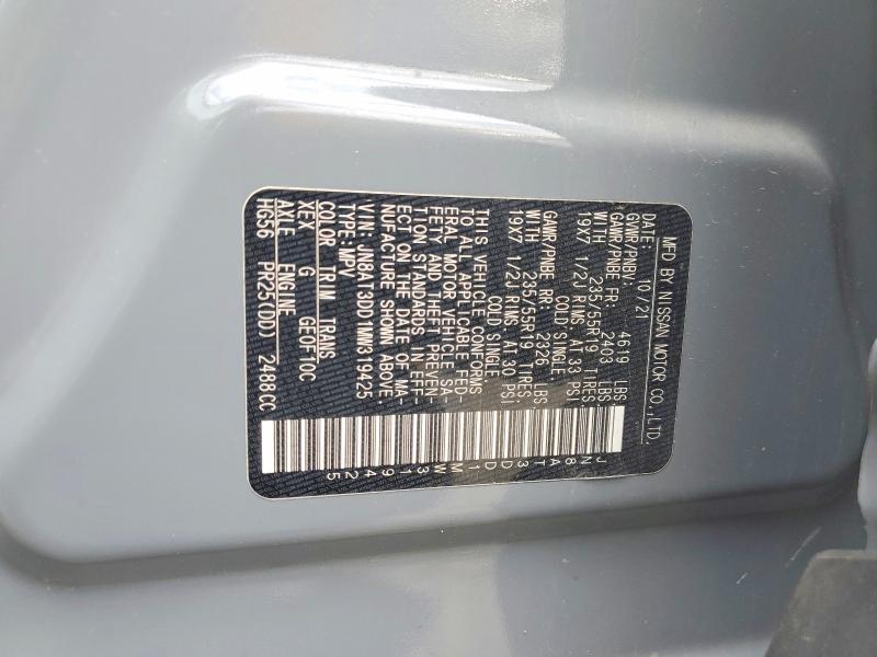 58350296 :رقم المزاد ، JN8AT3DD1MW319425 vin ، 2021 Nissan Rogue مزاد بيع