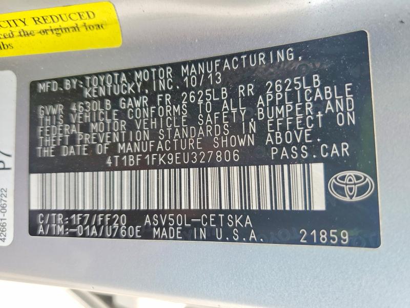 Продаж на аукціоні авто 2014 Toyota Camry, vin: 4T1BF1FK9EU327806, номер лоту: 57085006