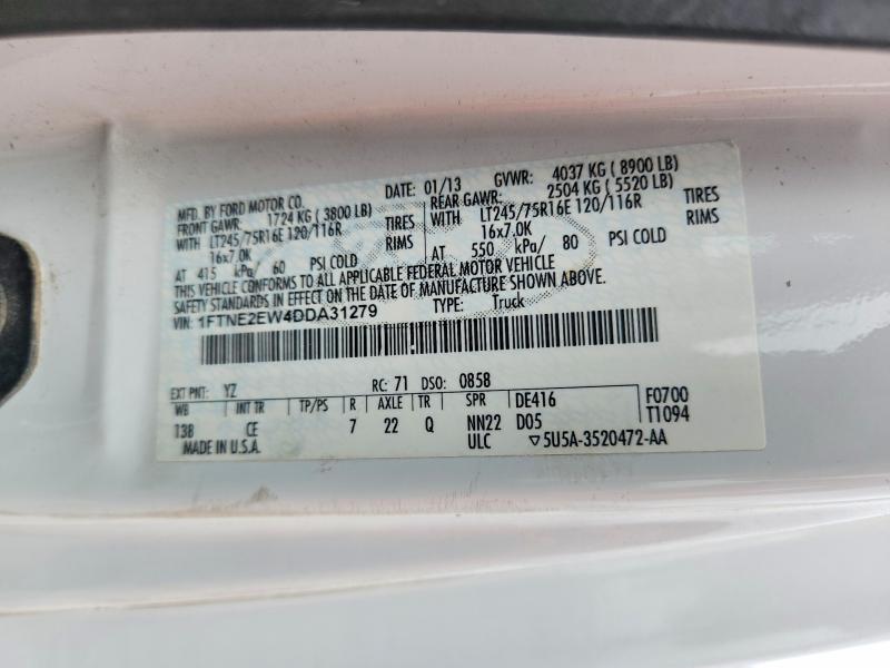 56952106 :رقم المزاد ، 1FTNE2EW4DDA31279 vin ، 2013 Ford Ecolone مزاد بيع
