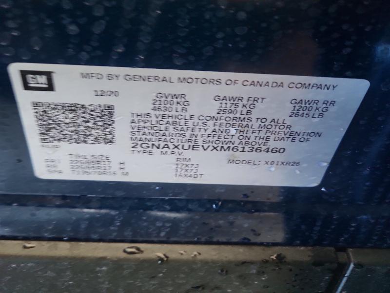 Aukcja sprzedaży 2021 Chevrolet Equinox, vin: 2GNAXUEVXM6136460, numer aukcji: 58037436
