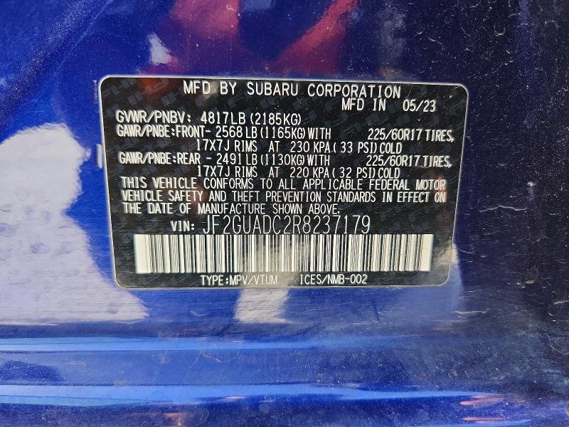Продаж на аукціоні авто 2024 Subaru Crosstrek, vin: JF2GUADC2R8237179, номер лоту: 59218176