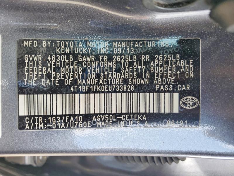 2014 Toyota Camry მანქანა იყიდება აუქციონზე, vin: 4T1BF1FK0EU733828, აუქციონის ნომერი: 56816286