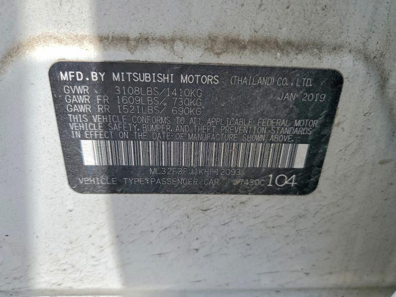 Продажа на аукционе авто 2019 Mitsubishi Mirage, vin: ML32F3FJ1KHF12093, номер лота: 56657326
