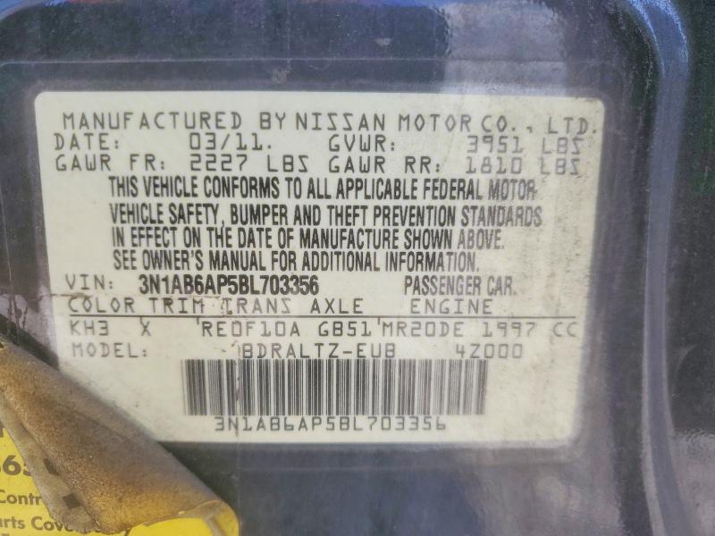 Aukcja sprzedaży 2011 Nissan Sentra, vin: 3N1AB6AP5BL703356, numer aukcji: 59547476