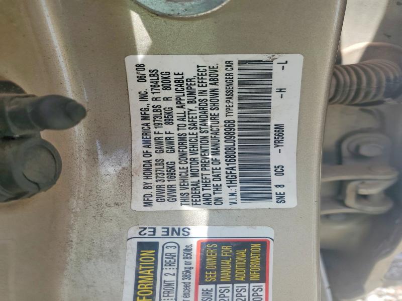 Продажа на аукционе авто 2008 Honda Civic, vin: 1HGFA16808L098968, номер лота: 57887676