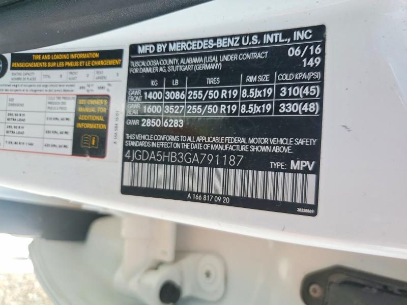 Aukcja sprzedaży 2016 Mercedes-benz Gle, vin: 4JGDA5HB3GA791187, numer aukcji: 56636716