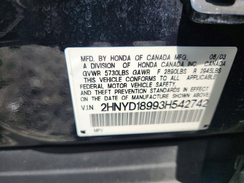 57968506 :رقم المزاد ، 2HNYD18993H542742 vin ، 2003 Acura Mdx مزاد بيع