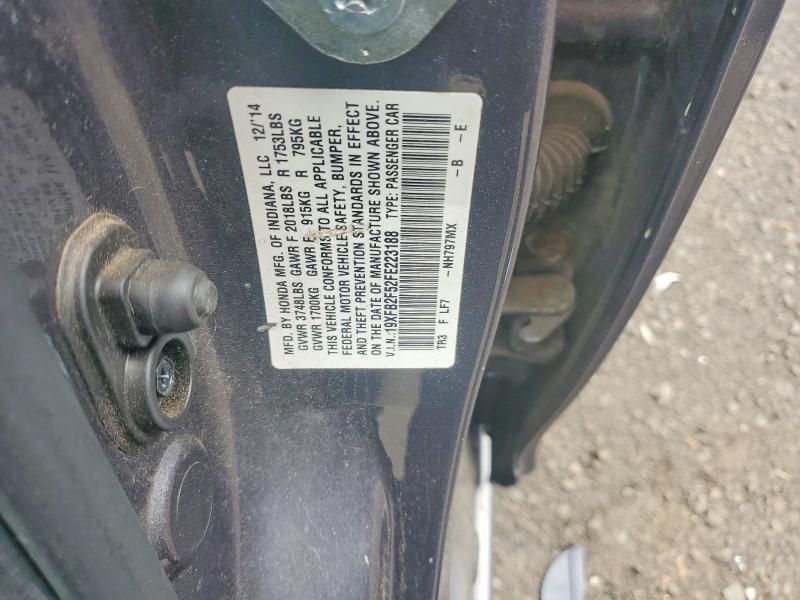 2015 Honda Civic მანქანა იყიდება აუქციონზე, vin: 19XFB2F52FE223188, აუქციონის ნომერი: 56096076