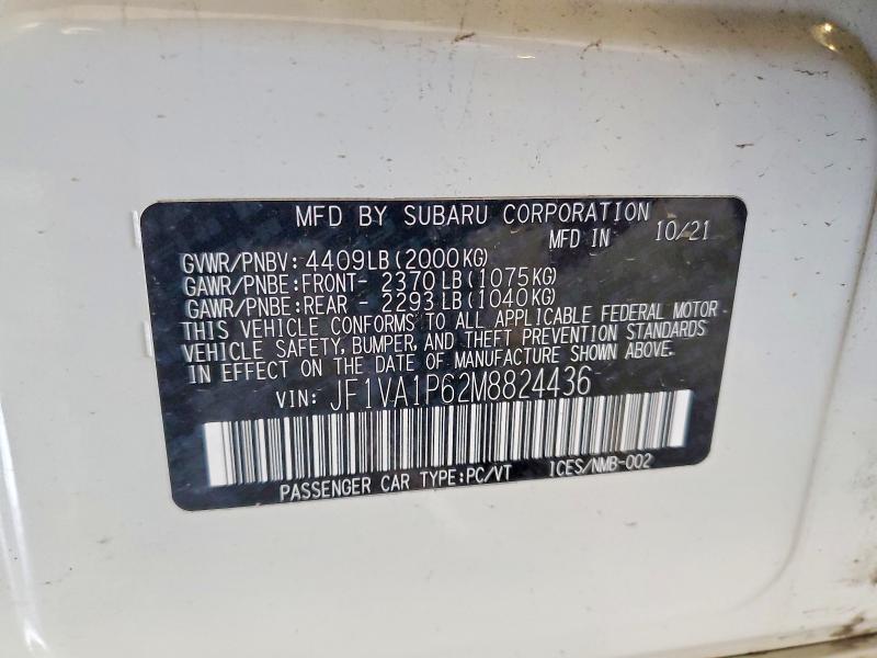 2021 Subaru Wrx მანქანა იყიდება აუქციონზე, vin: JF1VA1P62M8824436, აუქციონის ნომერი: 56233266