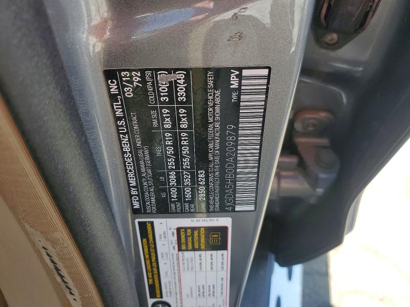 2013 Mercedes-benz Ml მანქანა იყიდება აუქციონზე, vin: 4JGDA5HB0DA209879, აუქციონის ნომერი: 55699296