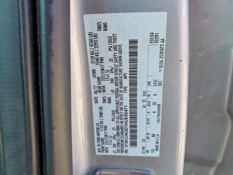 Aukcja sprzedaży 2017 Ford Escape, vin: 1FMCU9GD1HUE55471, numer aukcji: 59168216