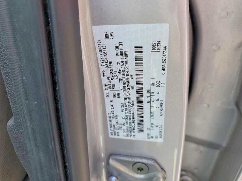 2019 Ford Escape მანქანა იყიდება აუქციონზე, vin: 1FMCU9G98KUB07444, აუქციონის ნომერი: 56533936