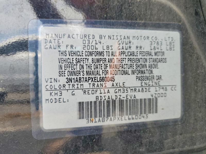 55407326 :رقم المزاد ، 3N1AB7APXEL660045 vin ، 2014 Nissan Sentra مزاد بيع