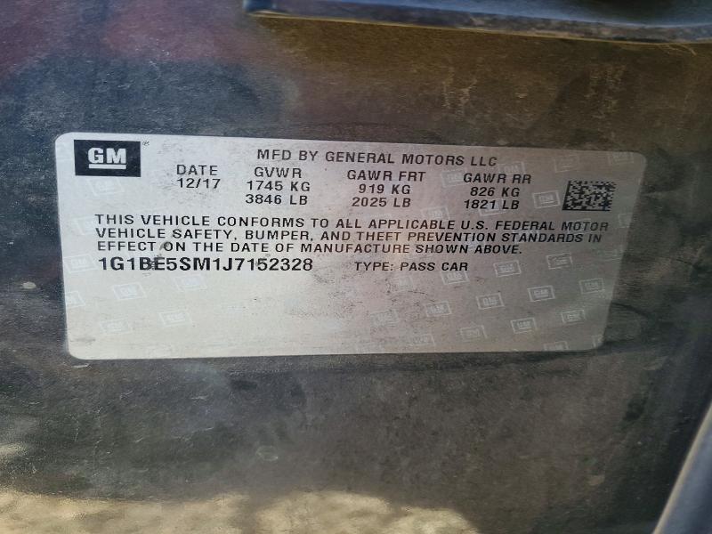 57199846 :رقم المزاد ، 1G1BE5SM1J7152328 vin ، 2018 Chevrolet Cruze مزاد بيع