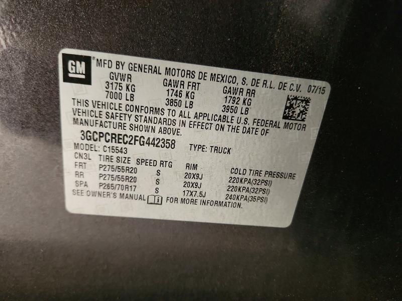 Продаж на аукціоні авто 2015 Chevrolet Silverado, vin: 3GCPCREC2FG442358, номер лоту: 57422516