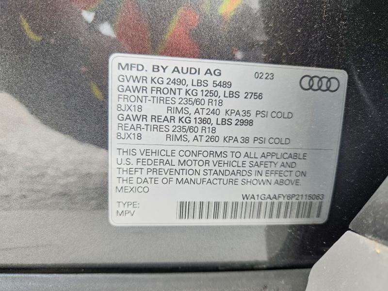 56324246 :رقم المزاد ، WA1GAAFY6P2115063 vin ، 2023 Audi Q5 مزاد بيع