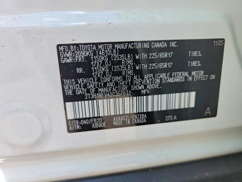 57067486 :رقم المزاد ، 2T3H1RFV4SC357611 vin ، 2025 Toyota Rav4 مزاد بيع