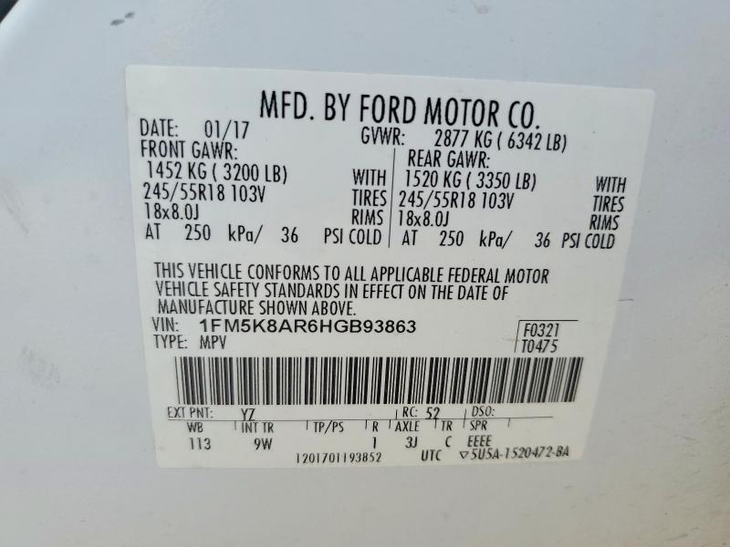 Продажа на аукционе авто 2017 Ford Explorer, vin: 1FM5K8AR6HGB93863, номер лота: 55604646