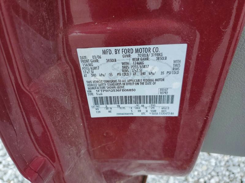 Aukcja sprzedaży 2006 Ford F150, vin: 1FTPW12536FB06850, numer aukcji: 57519906