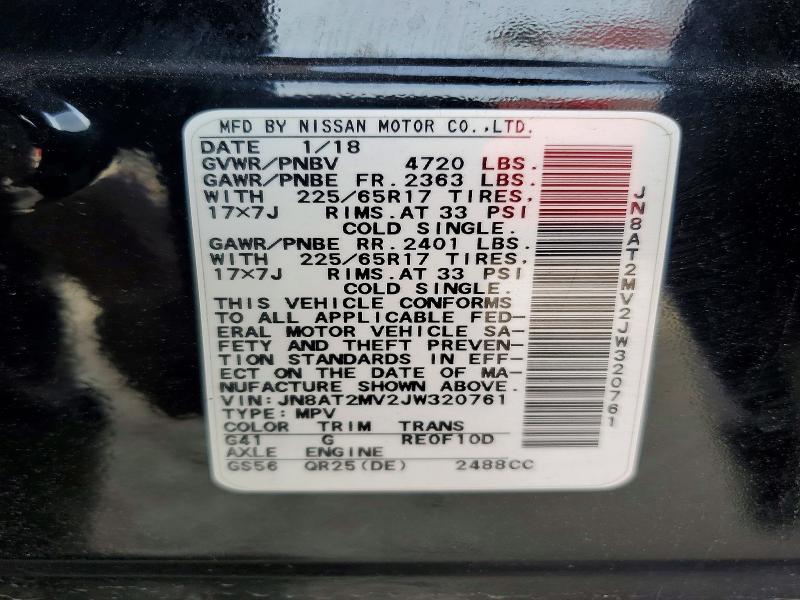 55895306 :رقم المزاد ، JN8AT2MV2JW320761 vin ، 2018 Nissan Rogue مزاد بيع