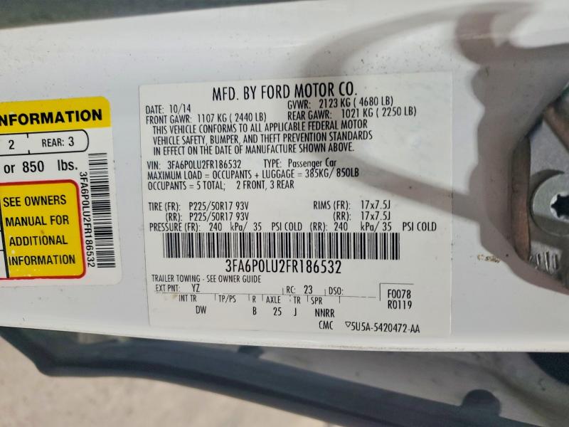 Продаж на аукціоні авто 2015 Ford Fusion, vin: 3FA6P0LU2FR186532, номер лоту: 58593686