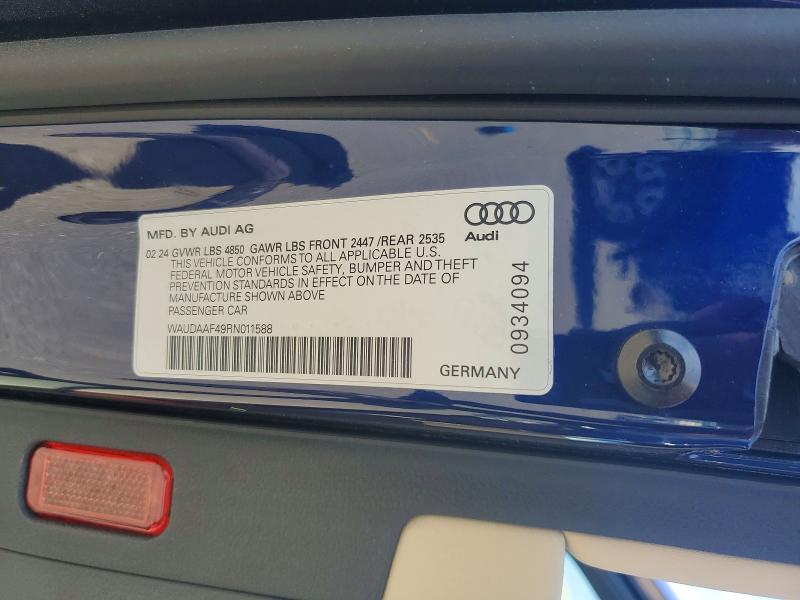 Продажа на аукционе авто 2024 Audi A4, vin: WAUDAAF49RN011588, номер лота: 58333826