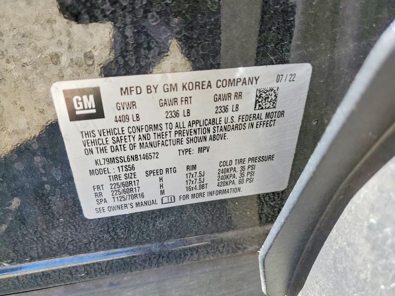 Auction sale of the 2022 Chevrolet Trailblazer, vin: KL79MSSL6NB146572, lot number: 55408526