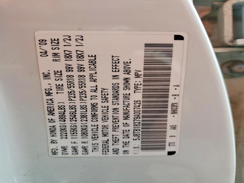 56307176 :رقم المزاد ، 5J8TB18279A007426 vin ، 2009 Acura Rdx مزاد بيع