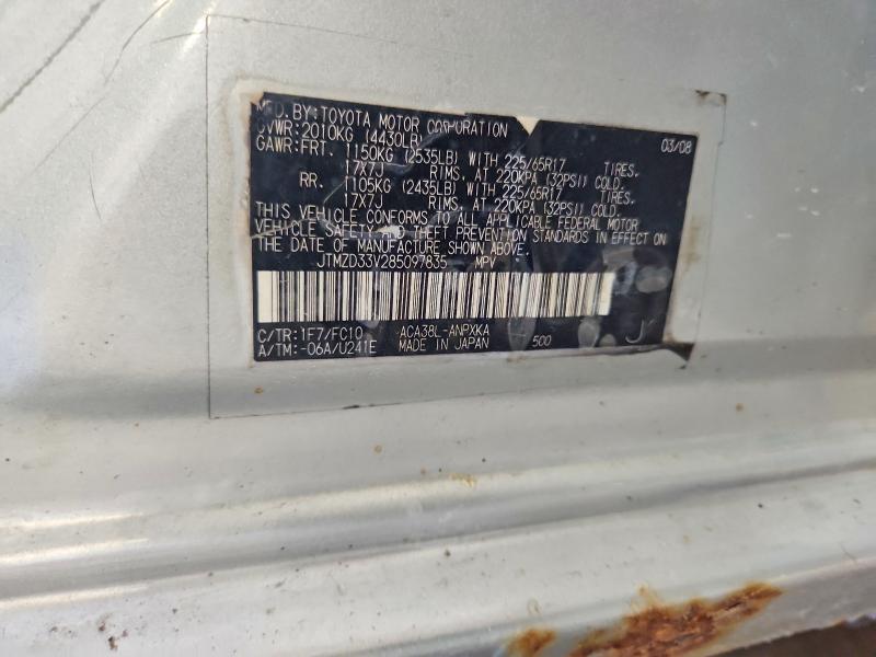 85987655 :رقم المزاد ، JTMZD33V285097835 vin ، 2008 Toyota Rav4 مزاد بيع
