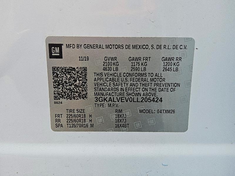 2020 Gmc Terrain მანქანა იყიდება აუქციონზე, vin: 3GKALVEV0LL205424, აუქციონის ნომერი: 57399816
