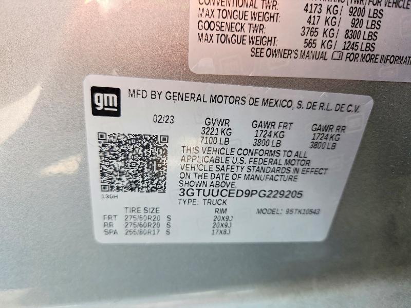 Aukcja sprzedaży 2023 Gmc Sierra, vin: 3GTUUCED9PG229205, numer aukcji: 85966905