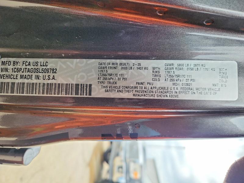 Продажа на аукционе авто 2025 Jeep Gladiator, vin: 1C6PJTAG0SL509782, номер лота: 55695956