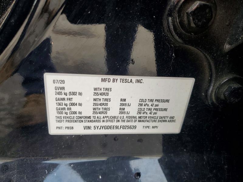 Продажа на аукционе авто 2020 Tesla Model Y, vin: 5YJYGDEE9LF025639, номер лота: 56565766