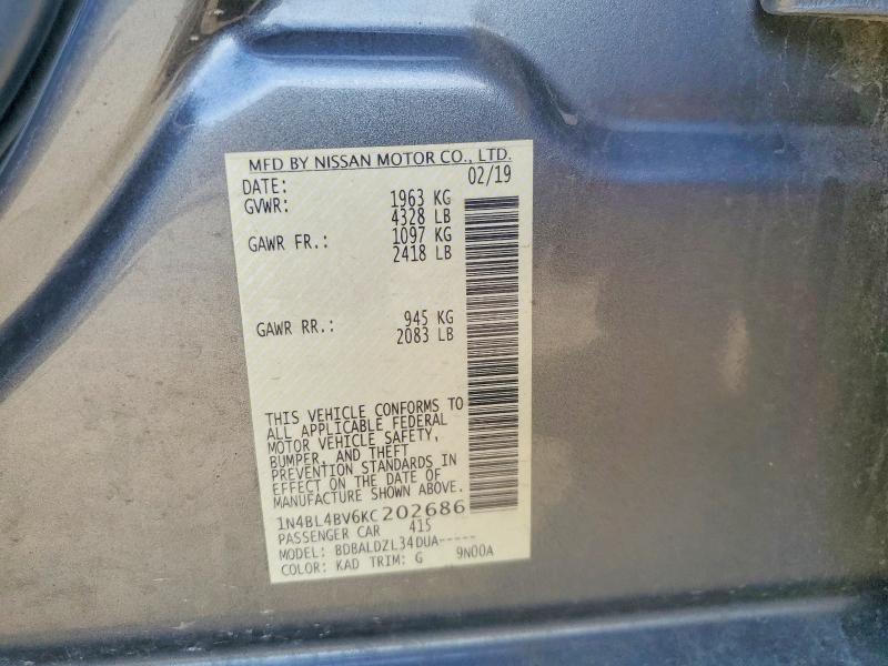 Aukcja sprzedaży 2019 Nissan Altima, vin: 1N4BL4BV6KC202686, numer aukcji: 56146696