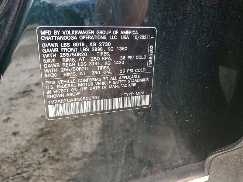 Продажа на аукционе авто 2022 Volkswagen Atlas, vin: 1V2AR2CA4NC505697, номер лота: 53426976