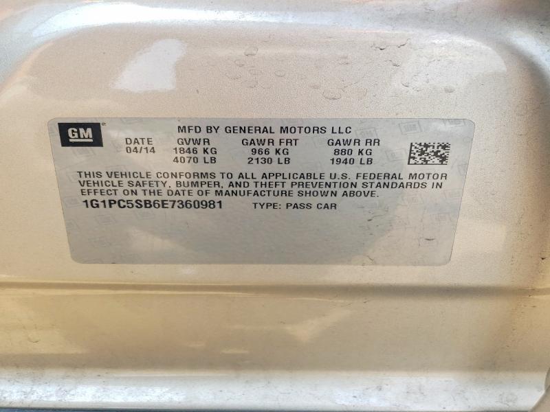 Продаж на аукціоні авто 2014 Chevrolet Cruze, vin: 1G1PC5SB6E7360981, номер лоту: 57785126