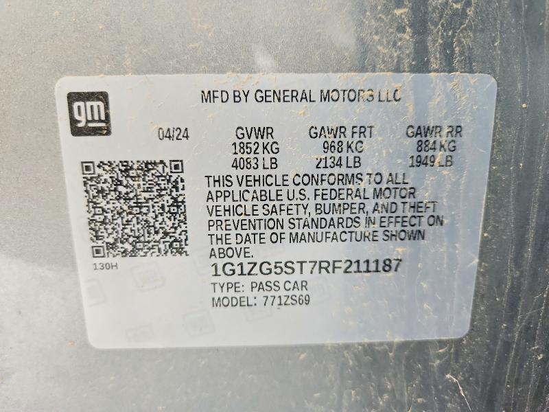 Продаж на аукціоні авто 2024 Chevrolet Malibu, vin: 1G1ZG5ST7RF211187, номер лоту: 58984616
