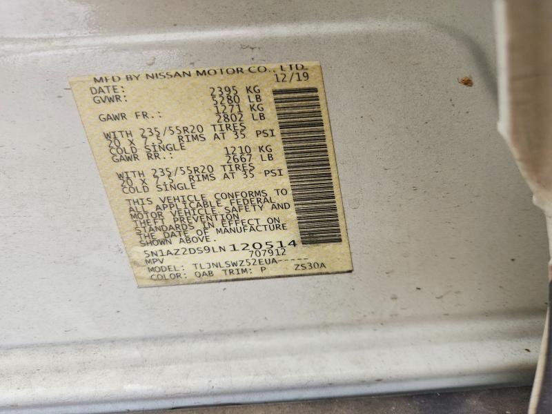 58897936 :رقم المزاد ، 5N1AZ2DS9LN120514 vin ، 2020 Nissan Murano مزاد بيع