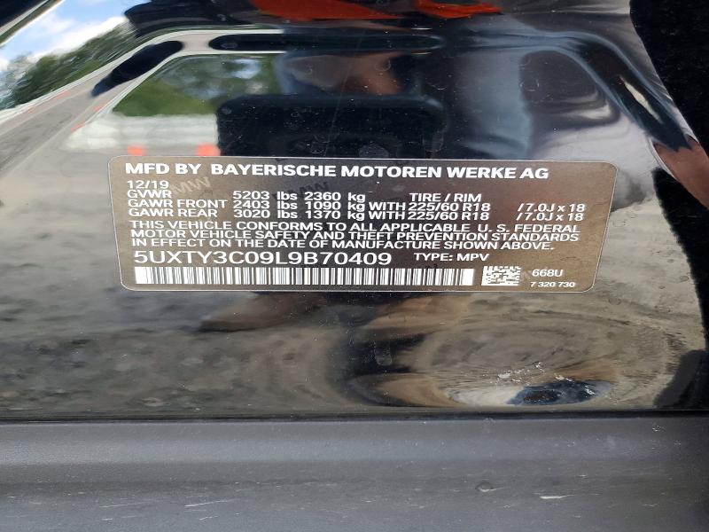Aukcja sprzedaży 2020 Bmw X3, vin: 5UXTY3C09L9B70409, numer aukcji: 57412776