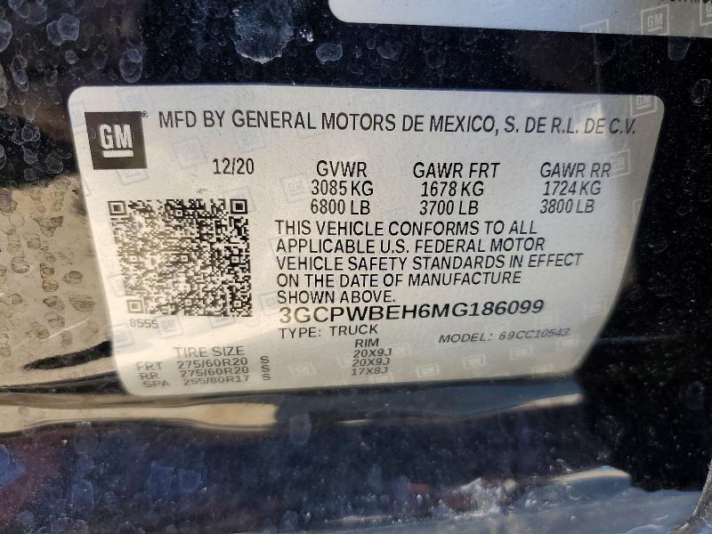 Aukcja sprzedaży 2021 Chevrolet Silverado, vin: 3GCPWBEH6MG186099, numer aukcji: 55835846