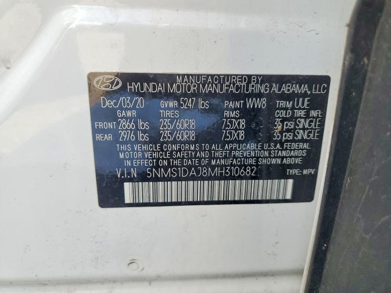 Продаж на аукціоні авто 2021 Hyundai Santa Fe, vin: 5NMS1DAJ8MH310682, номер лоту: 57306546
