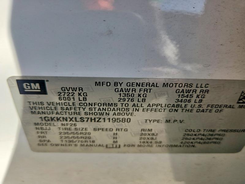 Aukcja sprzedaży 2017 Gmc Acadia, vin: 1GKKNXLS7HZ119580, numer aukcji: 56656426